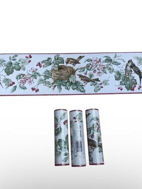 Sunworthy Vintage Wallpaper Border Birds Nest Floral Vines 15 yards 3 Rolls NEW